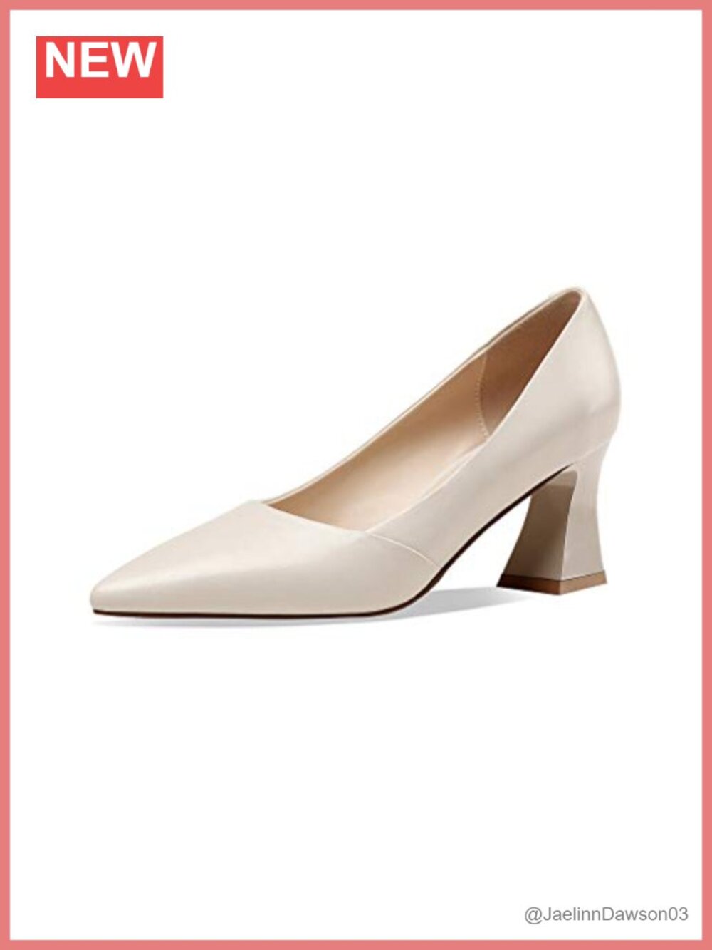 Genuine Leather Slip On Pumps Pointed Toe Mid Heel Office Shoes